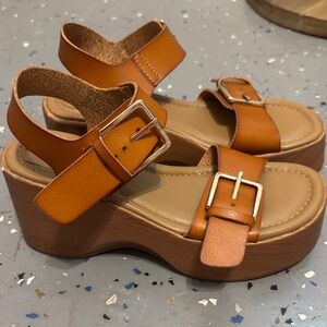 NOBO Tan Platform Buckle Sandals